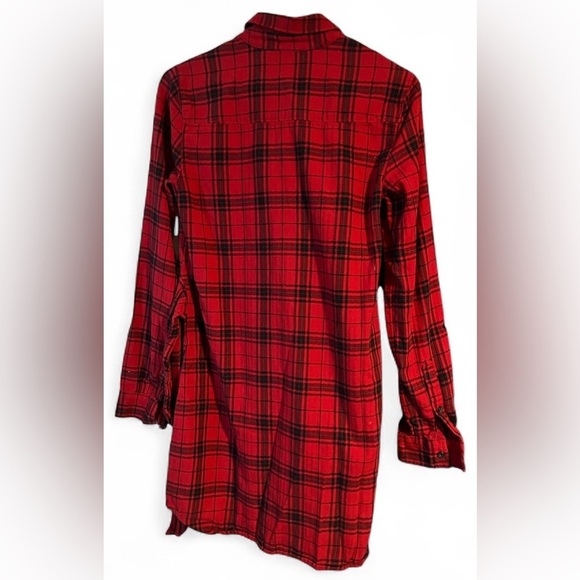 Abercrombie and Fitch Red Plaid Tie Long Shirt XS - Picture 6 of 8